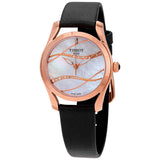 Tissot T Wave Diamond Mother of Pearl Dial Black Leather Strap Watch For Women - T112.210.36.111.00