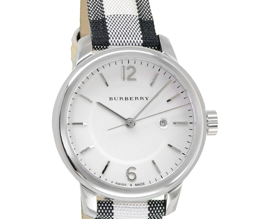 Burberry Classic Stone Silver Dial Horseberry Leather Strap Watch for Women - BU10103