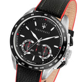 Maserati Traguardo Black Dial Black Leather Strap Watch For Men - R8871612028