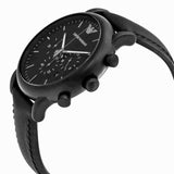 Emporio Armani Luigi Chronohraph Black Dial Black Leather Strap Watch For Men - AR1970