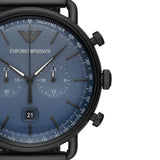 Emporio Armani Aviator Chronograph Blue Dial Black Mesh Bracelet Watch For Men - AR11201