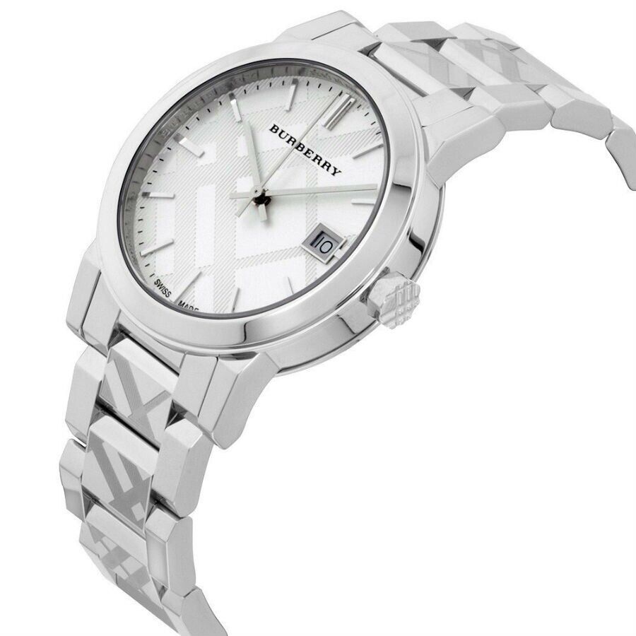 Burberry The City White Dial Silver Steel Strap Watch for Women - BU9144