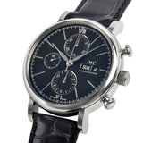 IWC Portofino Chronograph Black Dial Black Leather Strap Watch for Men - IW391029