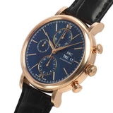 IWC Portofino Chronograph Blue Dial Black Leather Strap Watch for Men - IW391035