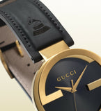 Gucci Interlocking Special Edition Grammy Black Dial Black Leather Strap Watch For Men - YA133208