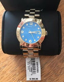 Marc Jacobs Amy Blue Dial Gold Stainless Steel Strap Watch for Women - MBM3303