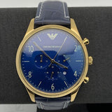 Emporio Armani Chronograph Midnight Blue Dial Blue Leather Strap Watch For Men - AR1862