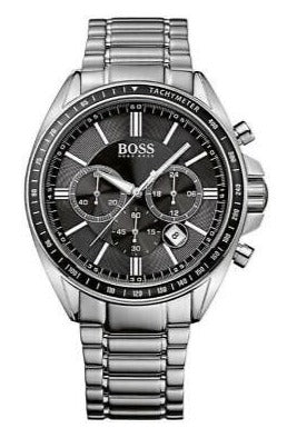 Hugo Boss Chronograph Black Dial Silver Steel Strap Watch for Men - 151080