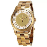 Marc Jacobs Henry Transparent Gold Dial Gold Stainless Steel Strap Watch for Women - MBM3206