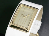 Marc Jacobs Champagne Dial White Leather Strap Watch for Women - MBM2043