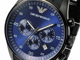 Emporio Armani Sportivo Chronograph Blue Dial Black Strap Watch For Men - AR5921