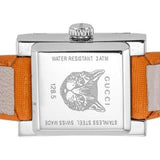 Gucci G-Frame Square Mother of Pearl Orange Dial Orange Leather Strap Watch For Women - YA128532