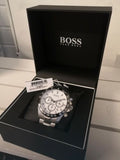 Hugo Boss Hero Chronograph White Dial Silver Steel Strap Watch for Men - 1513875