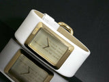 Marc Jacobs Champagne Dial White Leather Strap Watch for Women - MBM2043