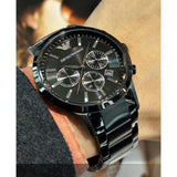 Emporio Armani Classic Chronograph Black Dial Black Stainless Steel Strap Watch For Men - AR2453