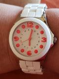 Marc Jacobs Pelly White Dial White Silicone & Stainless Steel Watch for Women - MBM2588