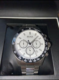 Hugo Boss Hero Chronograph White Dial Silver Steel Strap Watch for Men - 1513875