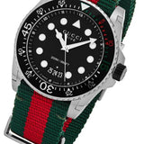 Gucci Dive Black Dial Red & Green Nylon Strap Watch For Men - YA136209
