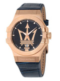 Maserati Potenza 42mm Rose Gold & Blue Dial Blue Leather Strap Watch For Men - R8851108027