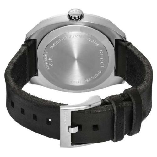 Gucci GG2570 Black Dial Black Leather 44mm Watch For Men - YA142208