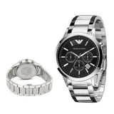 Emporio Armani Classic Chronograph Black Dial Silver Steel Strap Watch For Men - AR2434