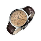 Emporio Armani Classic Chronograph Beige Dial Brown Leather Strap Watch For Men - AR2433