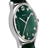 Gucci G-Timeless Green Mother of Pearl Dial Green Leather Strap Watch For Women - YA126585