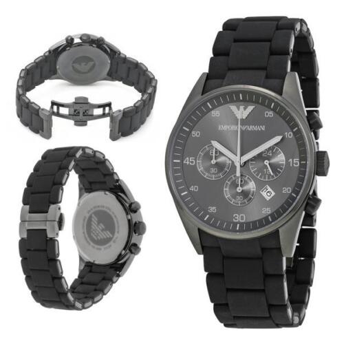 Emporio Armani Sportivo Chronograph Black Dial Black Stainless