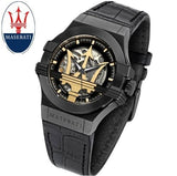 Maserati Potenza Skeleton Limited Edition Black Dial Black Leather Strap Watch For Men - R8821108027