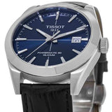 Tissot Gentleman Powermatic 80 Silicium Blue Dial Black Leather Strap Watch For Men - T127.407.16.041.01