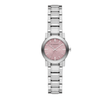 Burberry The City Pink Diamonds Dial Silver Steel Strap Watch for Women - BU9231