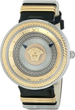 Versace V Metal Icon Gold Dial Black & Silver & Gold Strap Watch for Women - VLC020014