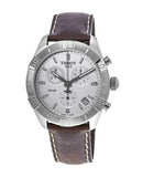 Tissot PR 100 Sport Quartz Chronograph Silver Dial Brown Leather Strap Watch For Men - T101.617.16.031.00