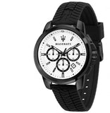 Maserati Successo 44mm White Dial Black Silicone Strap Watch For Men - R8871621010