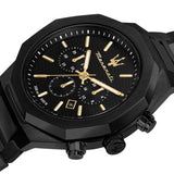 Maserati Stile Chronograph Black Dial Black Steel Strap Watch For Men - R8873642005