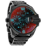 Diesel Uber Chief Chronograph Red Dial Black Steel Strap Watch For Men - DZ7373