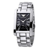 Emporio Armani Classic Black Dial Silver Stainless Steel Strap Watch For Men - AR0156