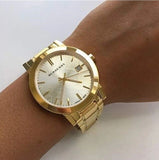 Burberry The City Silver Dial Gold Stainless Steel Strap Unisex Watch - BU9003