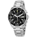 Tag Heuer Aquaracer Calibre 16 Day-Date Black Dial Silver Steel Strap Watch for Men - CAY211A.BA0927