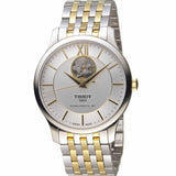 Tissot Tradition Powermatic 80 Open Heart Silver Dial Two Tone Steel Strap Watch For Men - T063.907.22.038.00