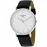 Tissot T Classic Everytime Large White Dial Black Leather Strap Watch For Men - T109.610.16.031.00