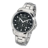 Maserati Successo Chronograph Black Dial Silver Steel Strap Watch For Men - R8873621001