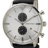 Emporio Armani Gianni White Dial Black Leather Strap Watch For Men - AR0385