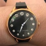 Marc Jacobs Betty Black Mother of Pearl Dial Black Leather Strap Watch for Women - MJ1513