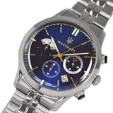 Maserati Ricordo Chronograph Blue Dial Silver Steel Strap Watch For Men - R8873633001