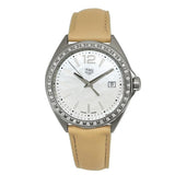 Tag Heuer Formula 1 Quartz 35mm Diamond Mother of Pearl Dial Beige Leather Strap Watch for Women - WBJ131A.FC8254