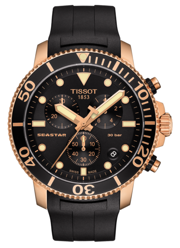 Tissot Seaster 1000 Chronograph Quartz Black Dial Black Rubber