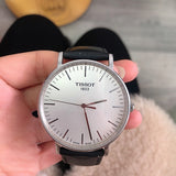 Tissot T Classic Everytime Large White Dial Black Leather Strap Watch For Men - T109.610.16.031.00