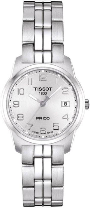 Tissot T Classic PR100 Silver Dial Silver Steel Strap Watch For Women - T049.210.11.032.00