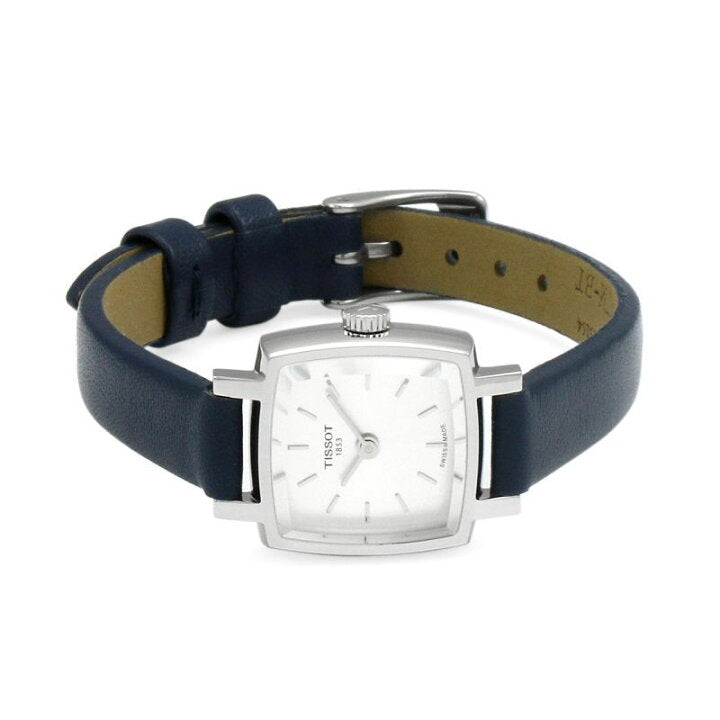 Tissot Lovely Square Silver Dial Blue Leather Strap Watch For Women - T058.109.16.031.00